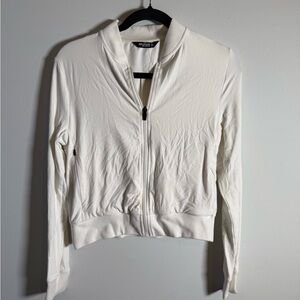 Splits59 White Bomber Jacket XS NWT Cropped Zip Athleisure LA Minimalist